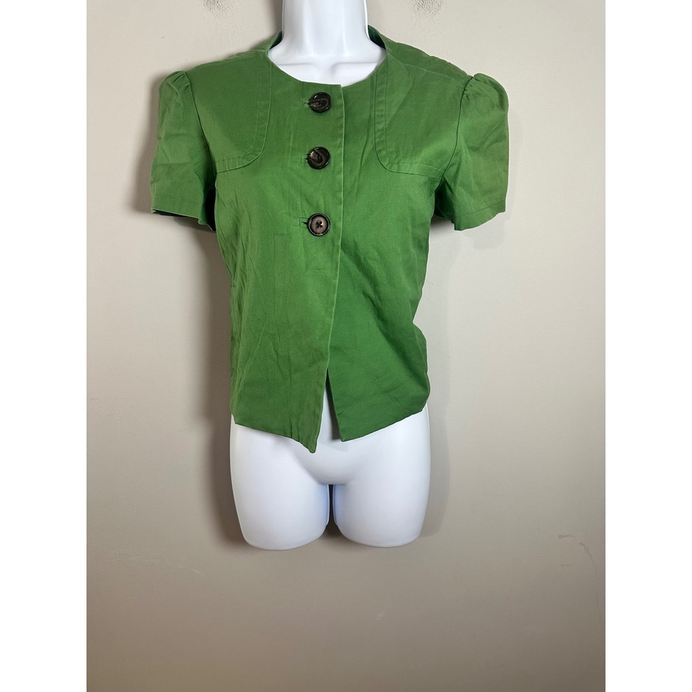 Banana Republic Y2K Green Short Sleeve Cropped Button Front Jacket Size 0